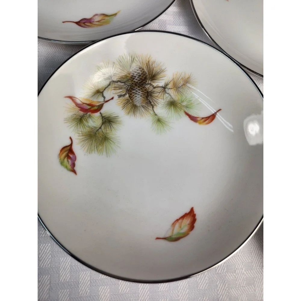 15 Pc Set Seiko Plates & Bowls Pinecone Fall Pattern SEK2 Occupied Japan Vintage